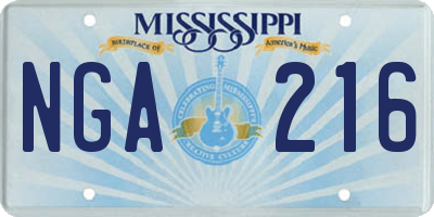 MS license plate NGA216