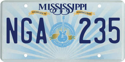 MS license plate NGA235