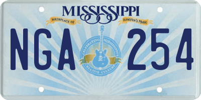MS license plate NGA254