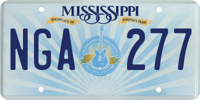 MS license plate NGA277