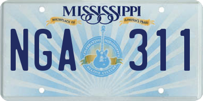 MS license plate NGA311