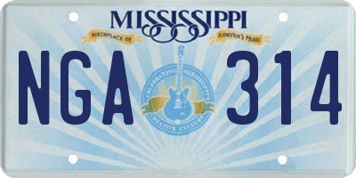 MS license plate NGA314