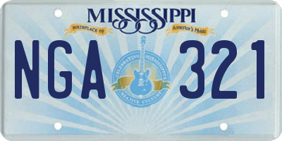 MS license plate NGA321