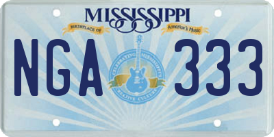 MS license plate NGA333