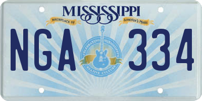MS license plate NGA334
