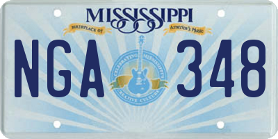 MS license plate NGA348