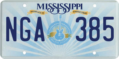 MS license plate NGA385