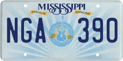 MS license plate NGA390