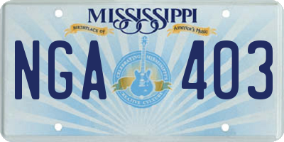MS license plate NGA403