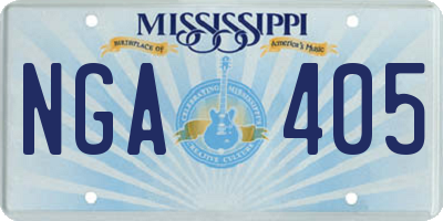 MS license plate NGA405