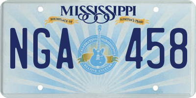 MS license plate NGA458