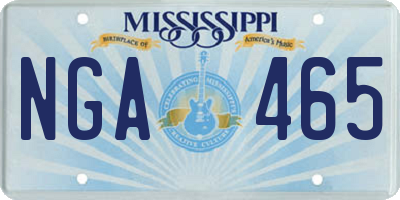 MS license plate NGA465
