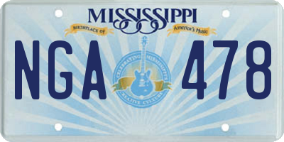 MS license plate NGA478