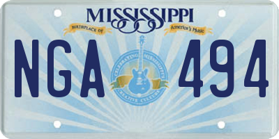 MS license plate NGA494