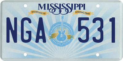 MS license plate NGA531