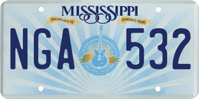MS license plate NGA532