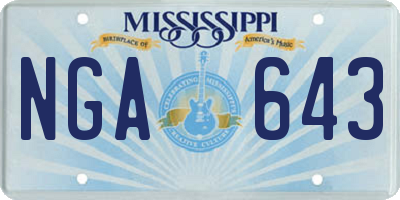 MS license plate NGA643