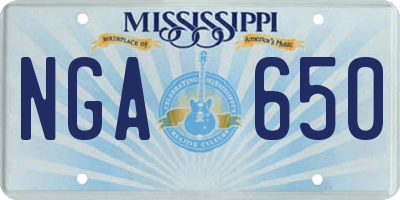 MS license plate NGA650