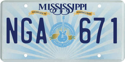 MS license plate NGA671