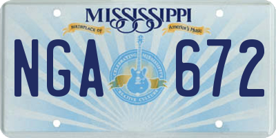 MS license plate NGA672