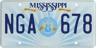MS license plate NGA678