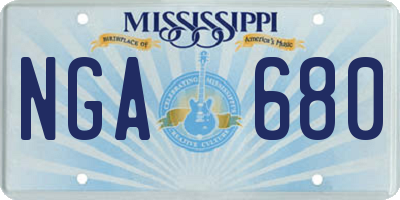 MS license plate NGA680