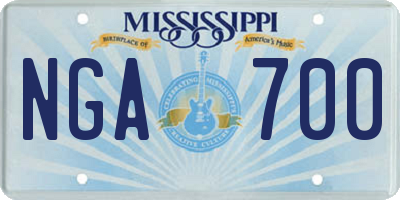 MS license plate NGA700