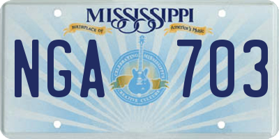 MS license plate NGA703