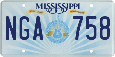 MS license plate NGA758