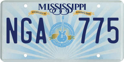 MS license plate NGA775