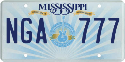 MS license plate NGA777