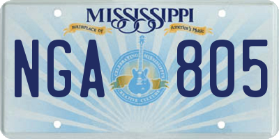 MS license plate NGA805