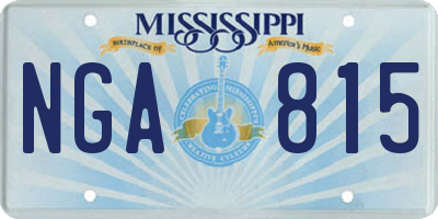 MS license plate NGA815
