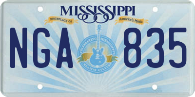 MS license plate NGA835