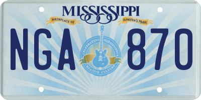 MS license plate NGA870