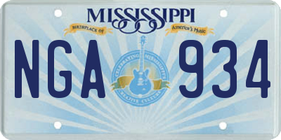 MS license plate NGA934