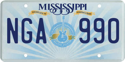 MS license plate NGA990
