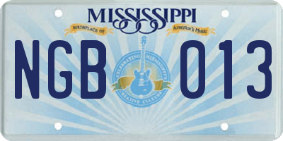 MS license plate NGB013