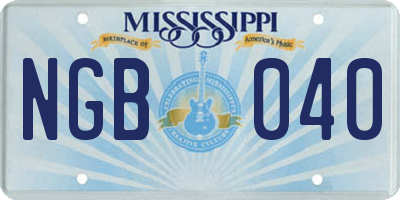 MS license plate NGB040