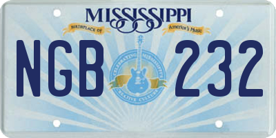 MS license plate NGB232