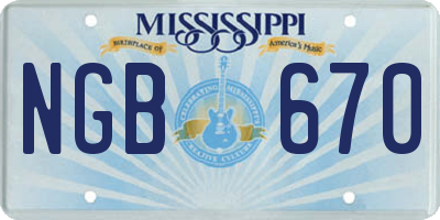 MS license plate NGB670