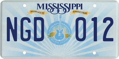 MS license plate NGD012