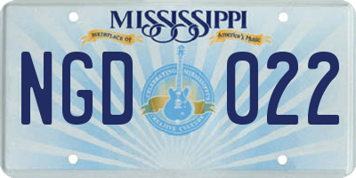 MS license plate NGD022