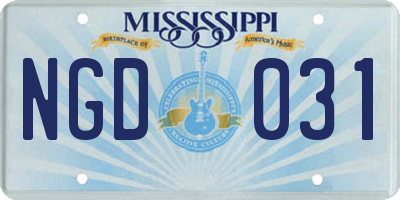 MS license plate NGD031