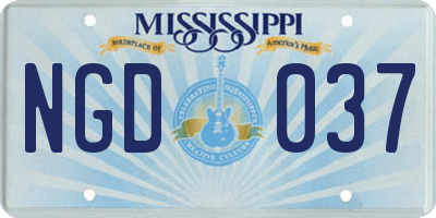 MS license plate NGD037