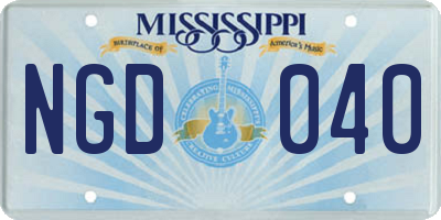 MS license plate NGD040