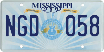 MS license plate NGD058