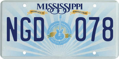 MS license plate NGD078