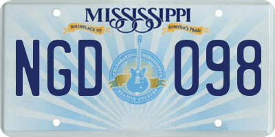 MS license plate NGD098