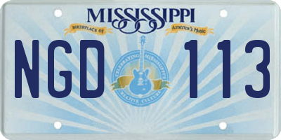 MS license plate NGD113